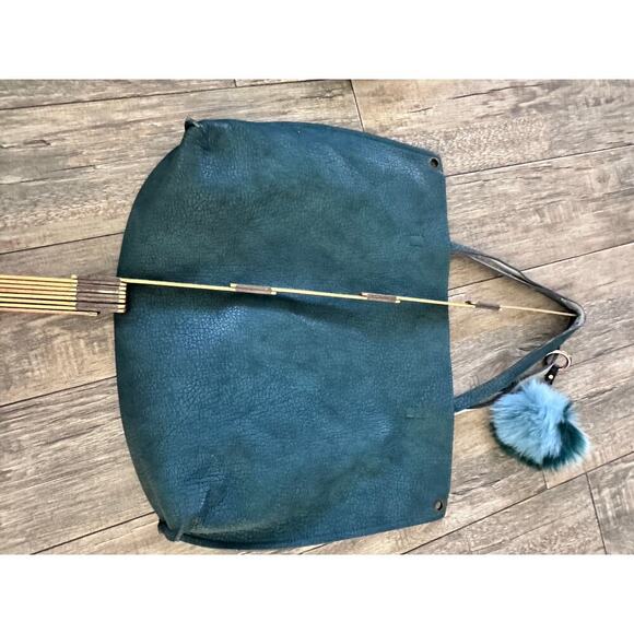 Free People Women's Teal Green Leather Shoulder Straps Tote Bag - Picture 5 of 12